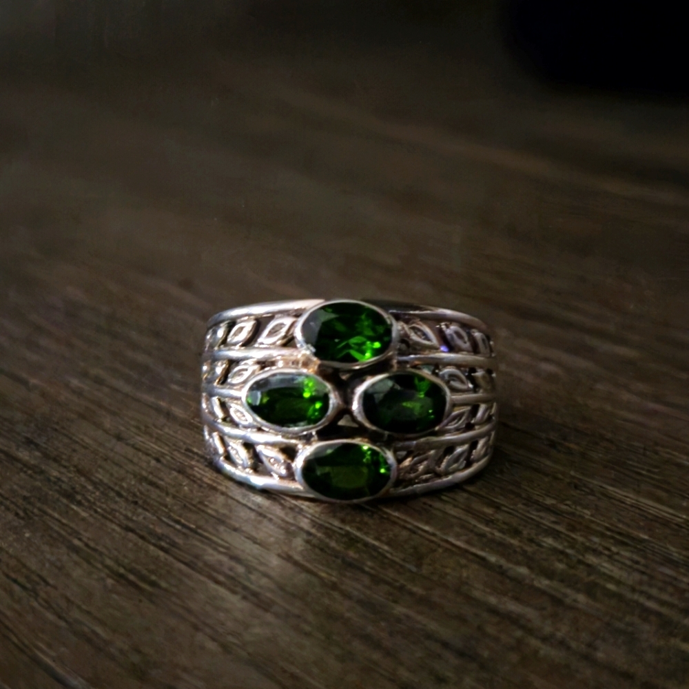 Nicky Butler 925 Sterling Silver Chrome Diopside Band Ring Size 7 Designer NB